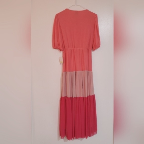 92- Taylor Women's Maxi Dress Tie Neck Soft Pink Blush Size 4 NWT - Picture 5 of 11